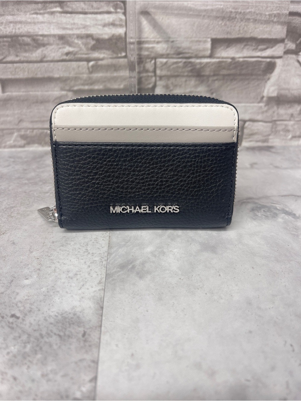 Michael Kors Straw Tech Crossbody Bag Black White Gray Ombré & Matching Wallet - Picture 10 of 12